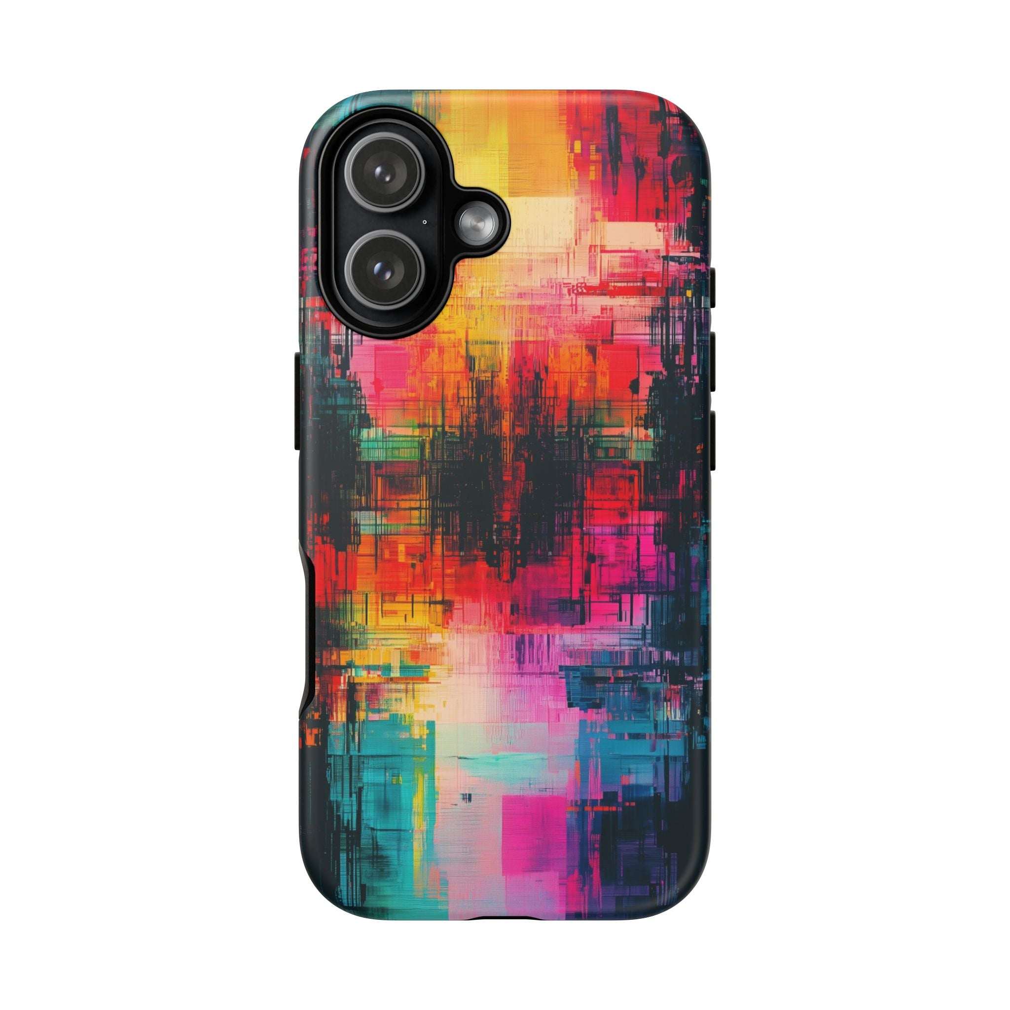 Abstract Neon Glitch Art Tough iPhone Case