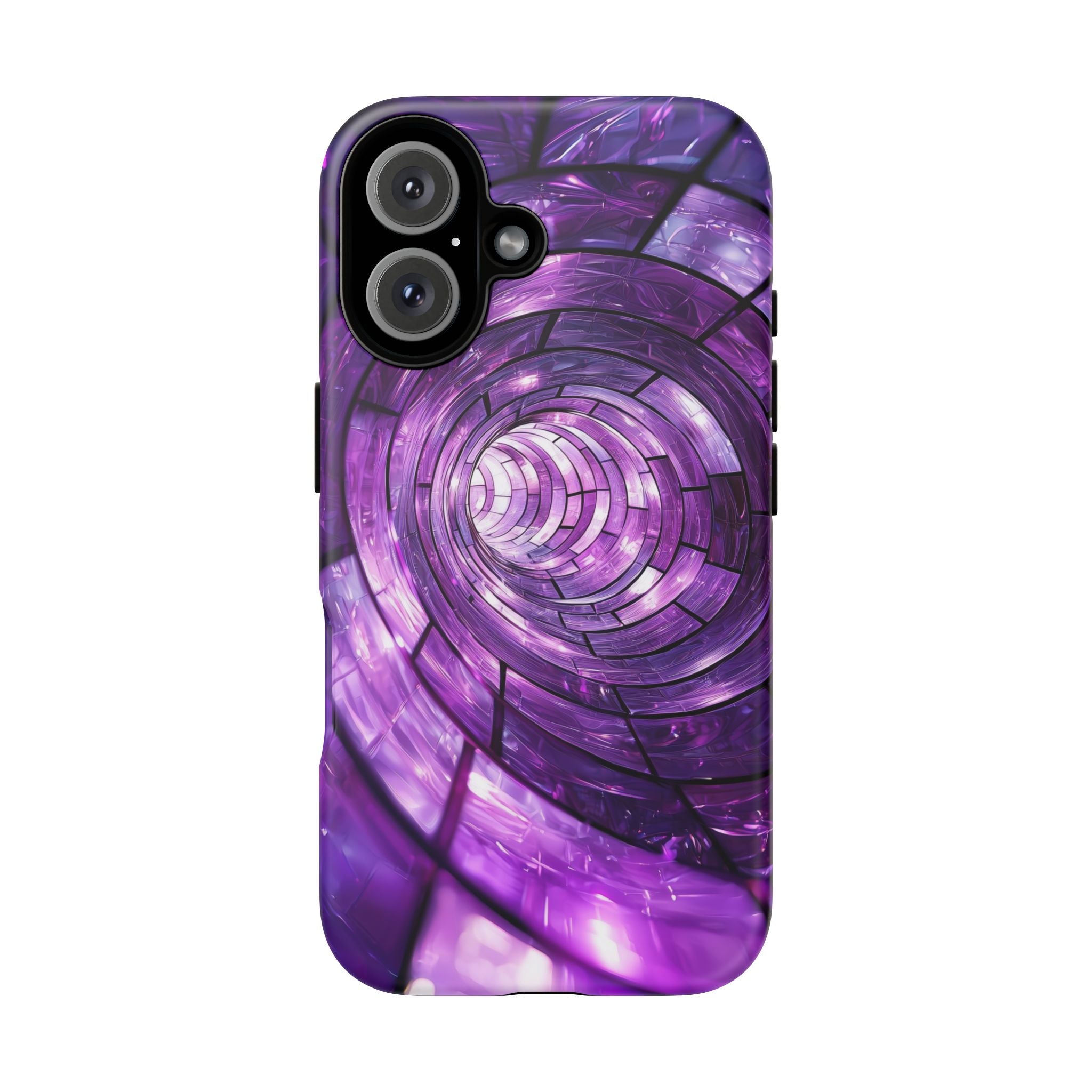 Purple Vortex Tough iPhone Case — Abstract Spiral Protective Cover