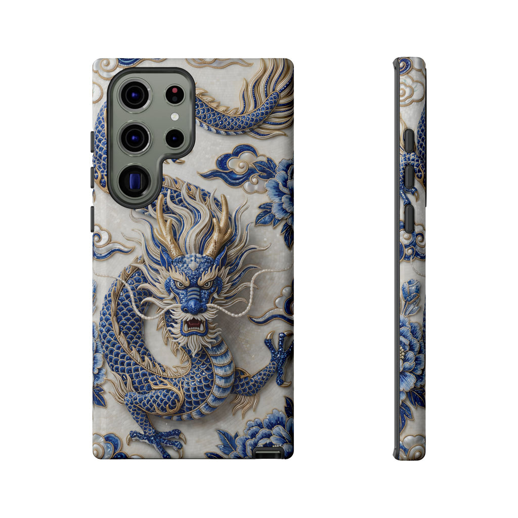 Asian Zodiac Dragon Samsung Galaxy Phone Case | Blue & White Porcelain Luxury Protective Case | Year of the Dragon Gift
