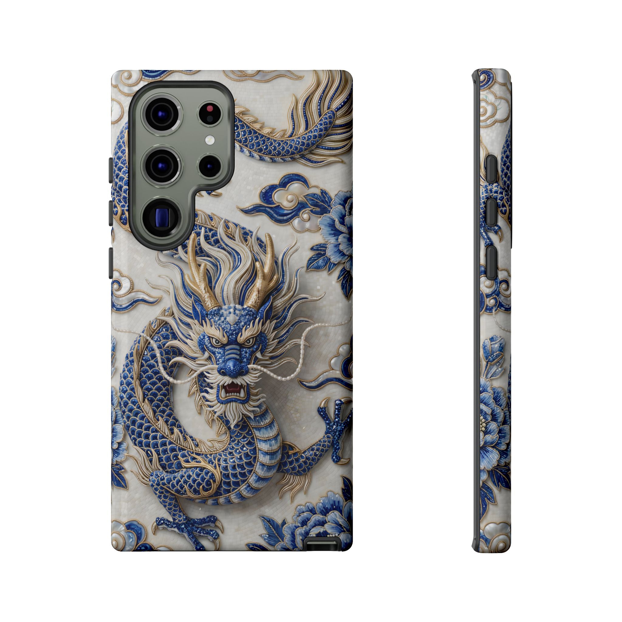 Asian Zodiac Dragon Samsung Galaxy Phone Case | Blue & White Porcelain Luxury Protective Case | Year of the Dragon Gift