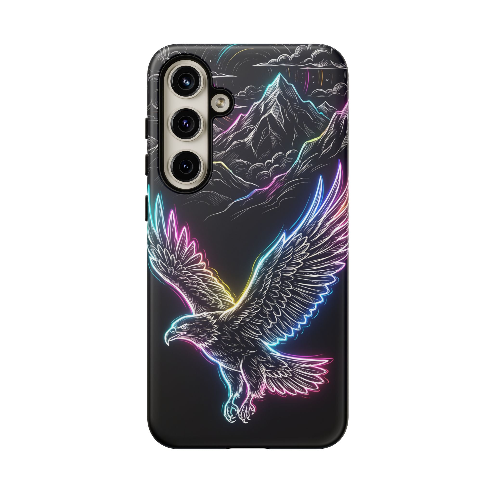 Neon Eagle Samsung Galaxy Phone Case with Mountain Design