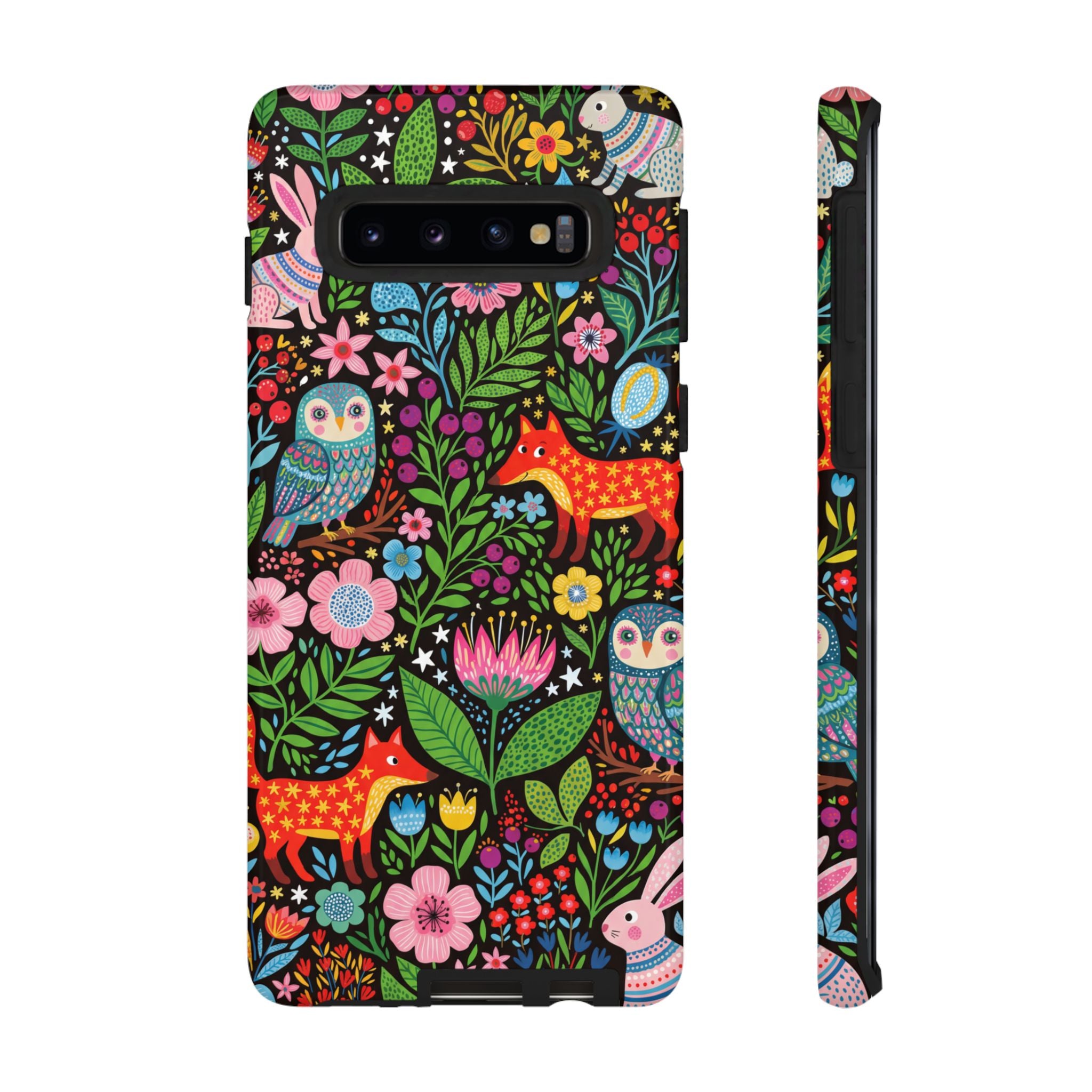 Floral Woodland Samsung Galaxy Phone Case | Colourful Fox & Owl Protective Cover