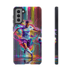 Soccer Player Neon Art Samsung Galaxy Phone Case | Vibrant Football Kick Protective Cover
