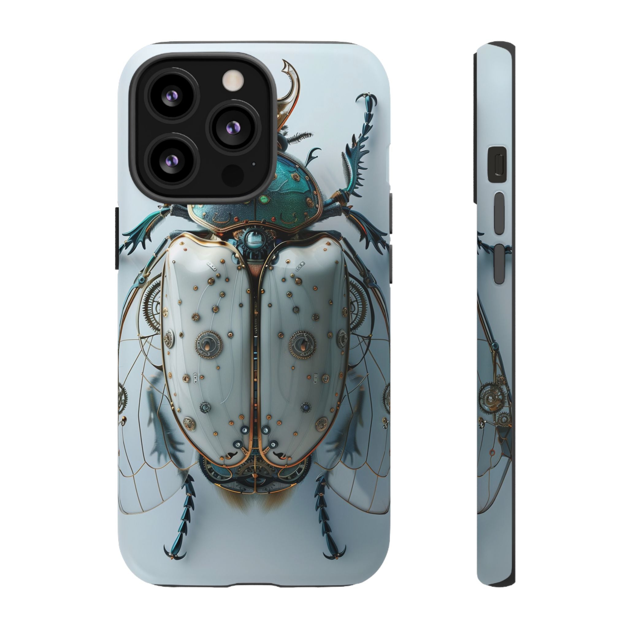 Steampunk White Beetle Protective Tough iPhone Case