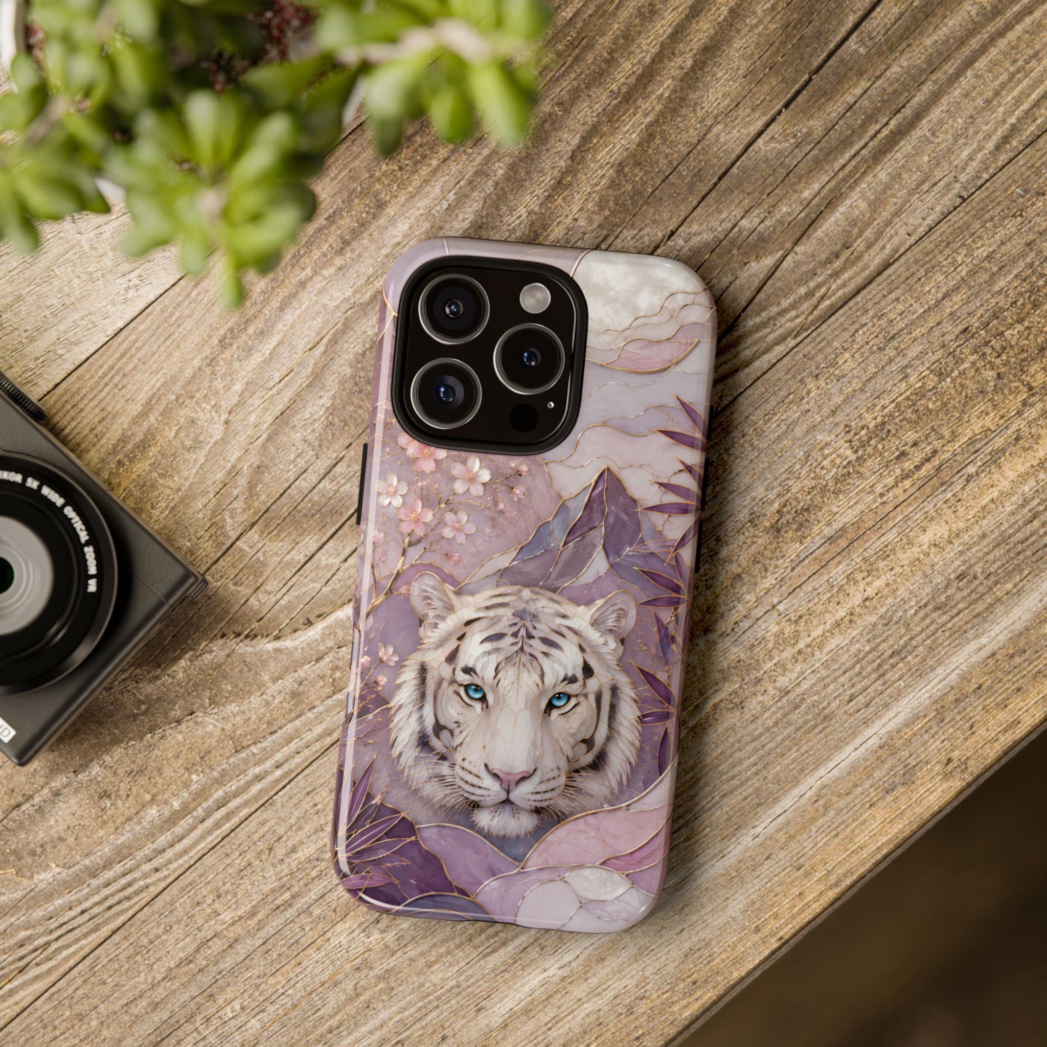 White Tiger iPhone Case | Cherry Blossom Art Cover