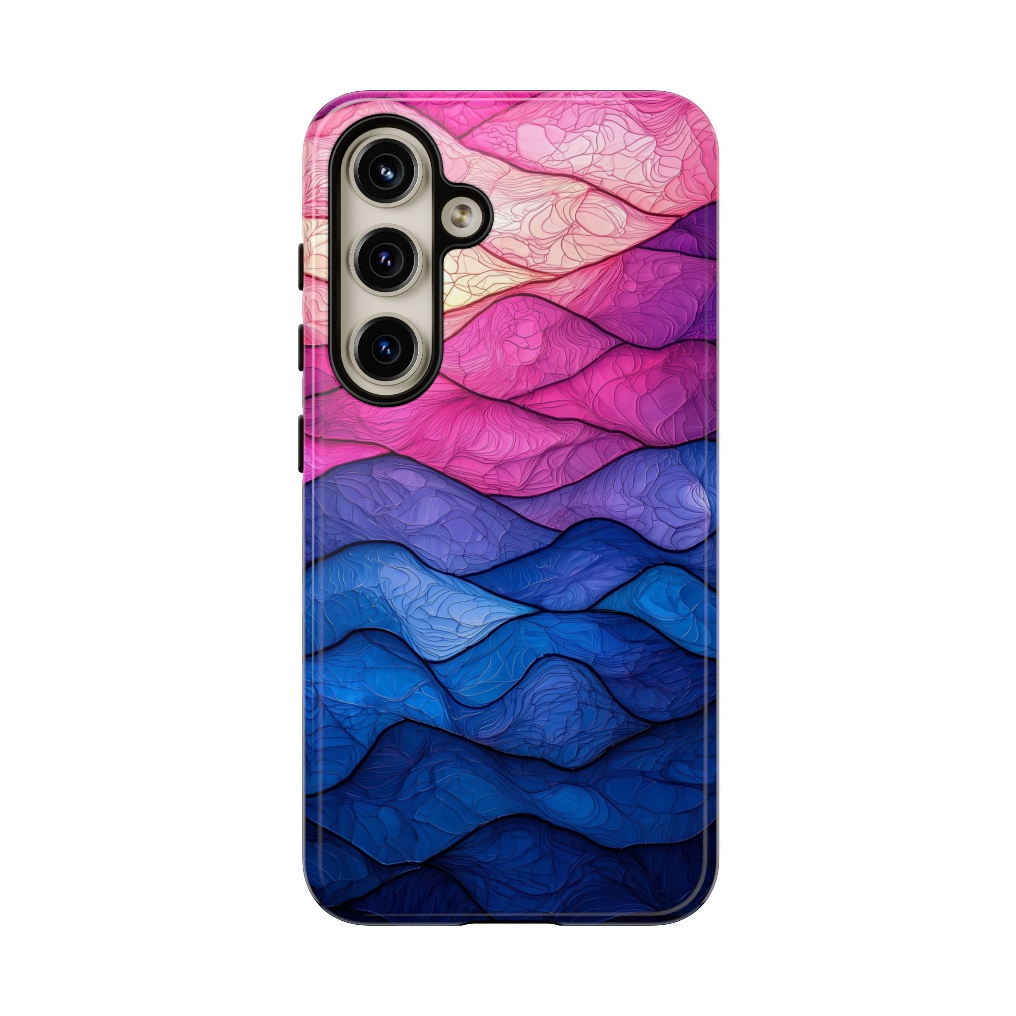 Abstract Ocean Waves Samsung Galaxy Case — Pink & Blue Gradient Tough Case
