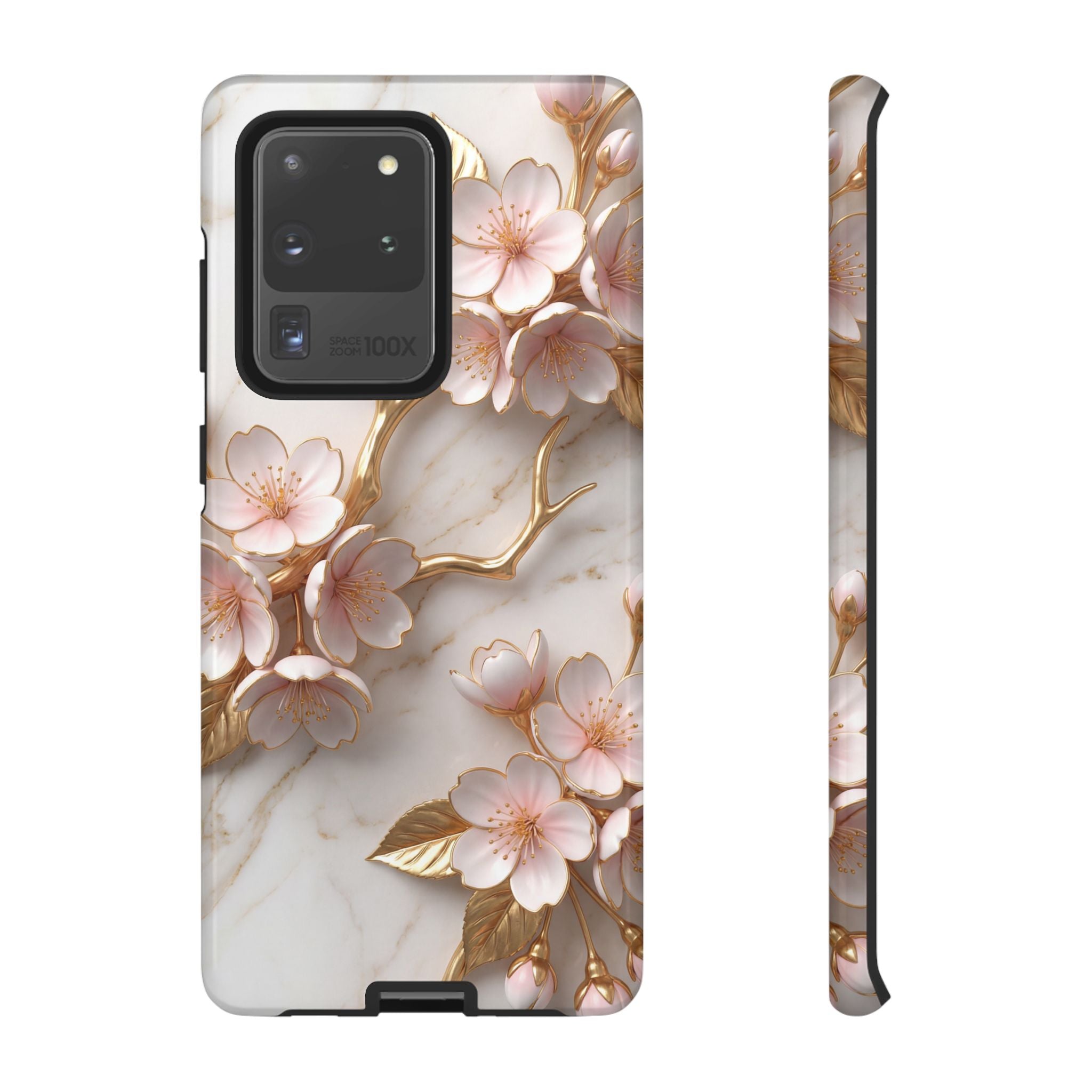 Floral Marble Samsung Galaxy Case — Sakura Gold Cherry Blossom Tough Case