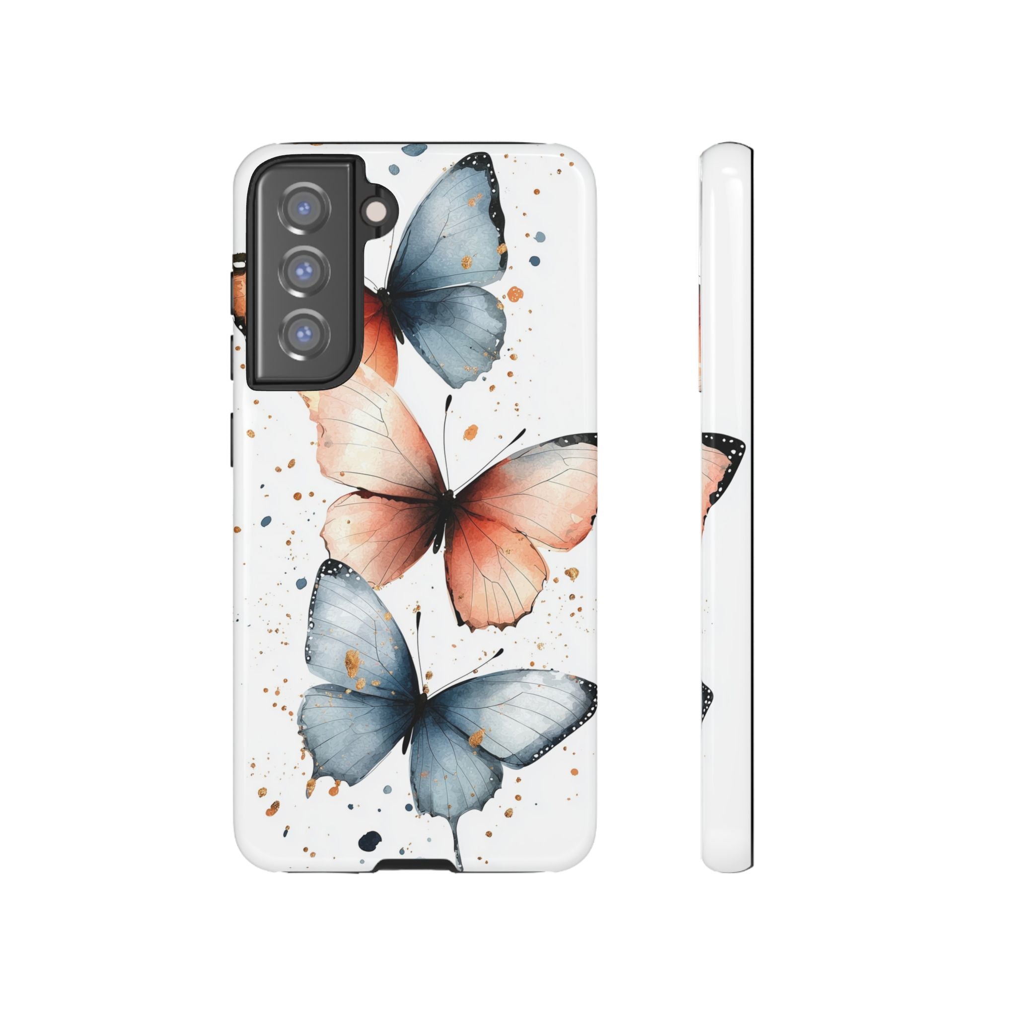 Watercolour Blue & Peach Butterfly Tough Samsung Galaxy Case