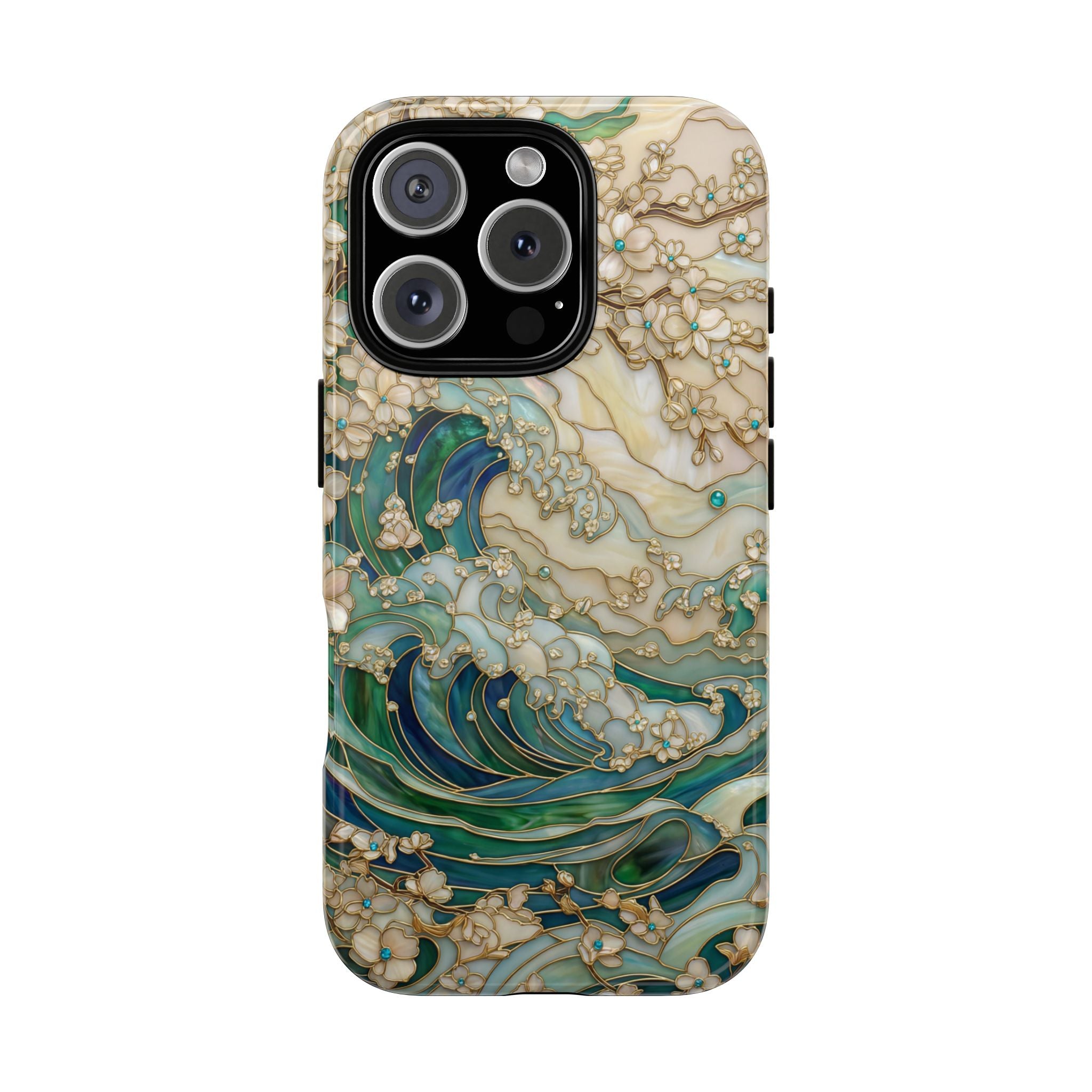 Elegant Ocean Wave Floral Art iPhone Case