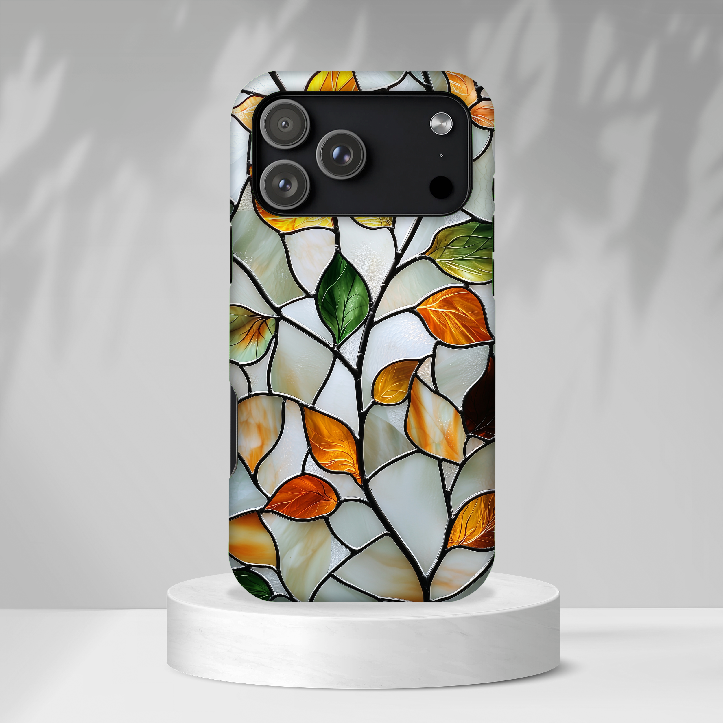 Stained Glass Autumn Leaves Mosaic iPhone Case