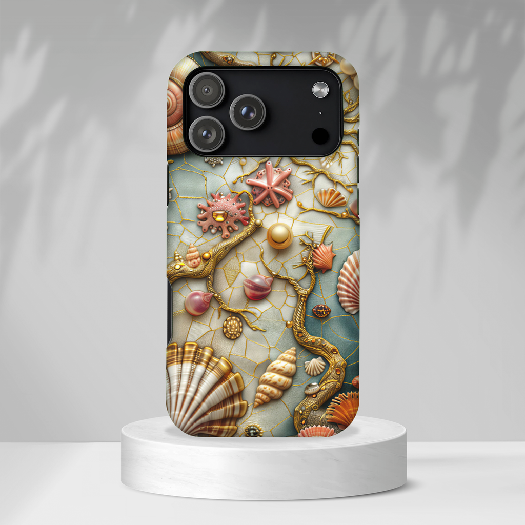 Decorative Seashell & Pearl Beach Design iPhone Case