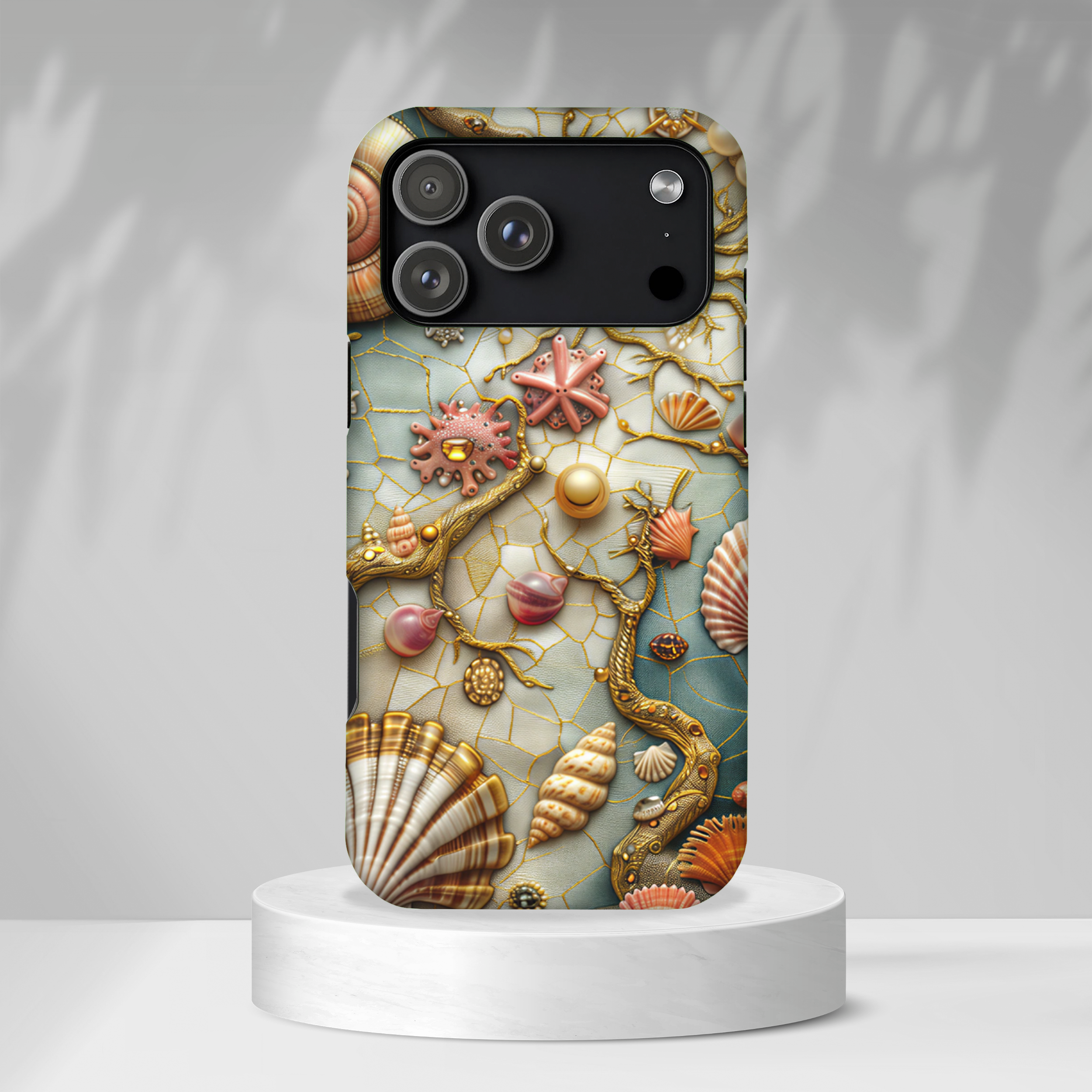 Decorative Seashell & Pearl Beach Design iPhone Case