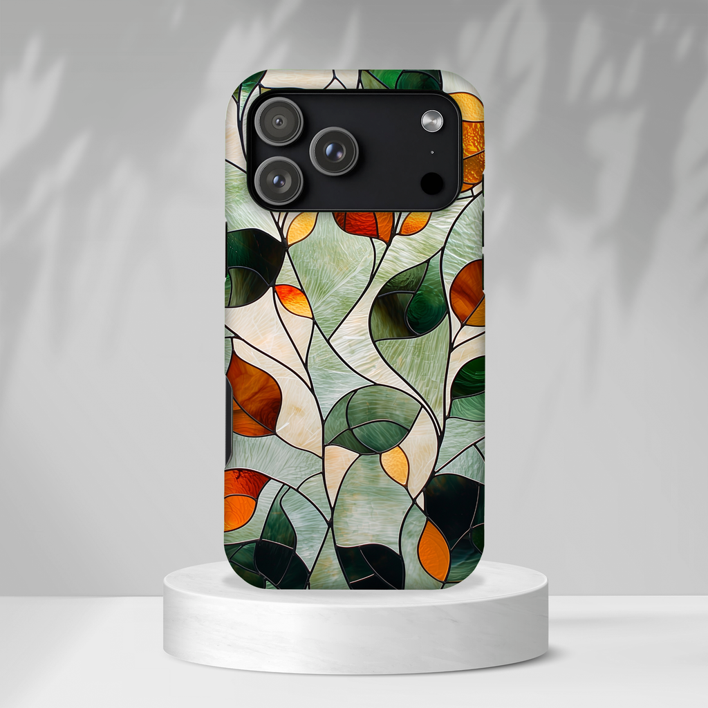 Autumn Stained Glass Leaf iPhone Case