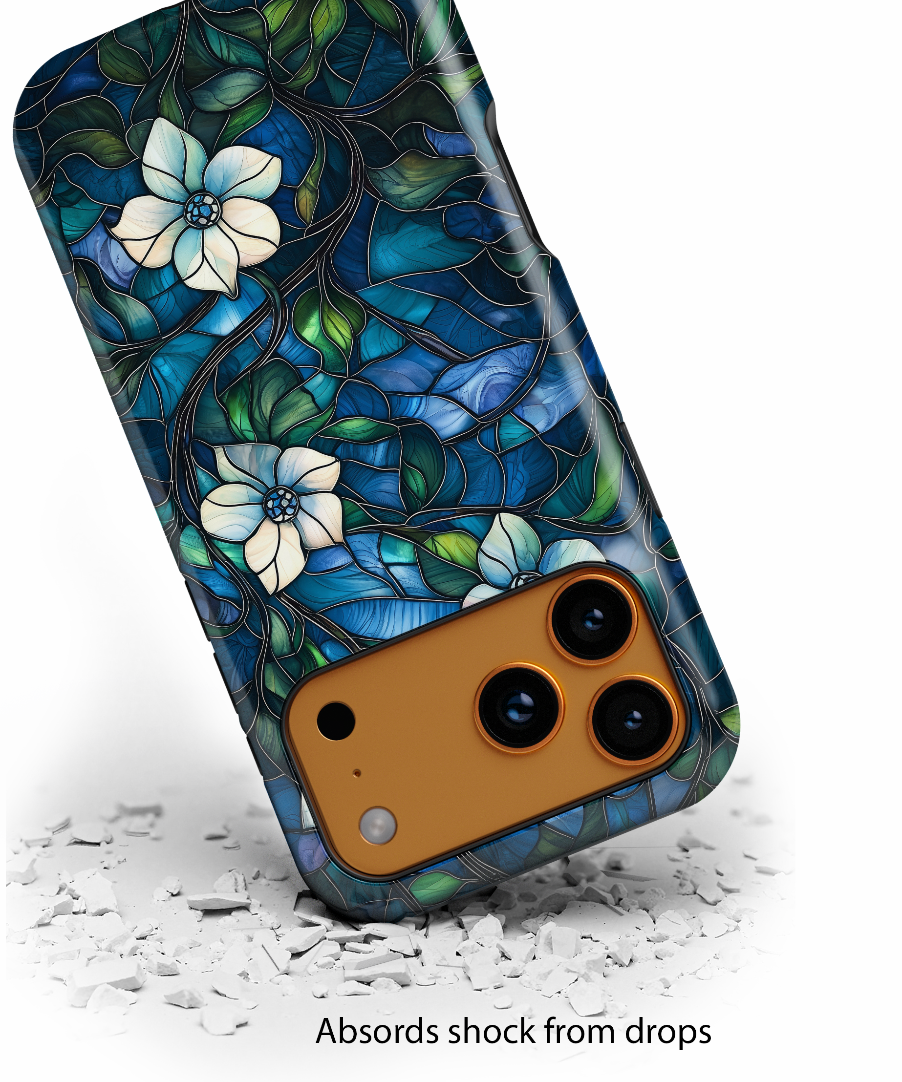 Floral Stained Glass iPhone Case – Blue Garden