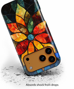 Stained Glass Flower iPhone Case — Colorful Mosaic Protective Cover