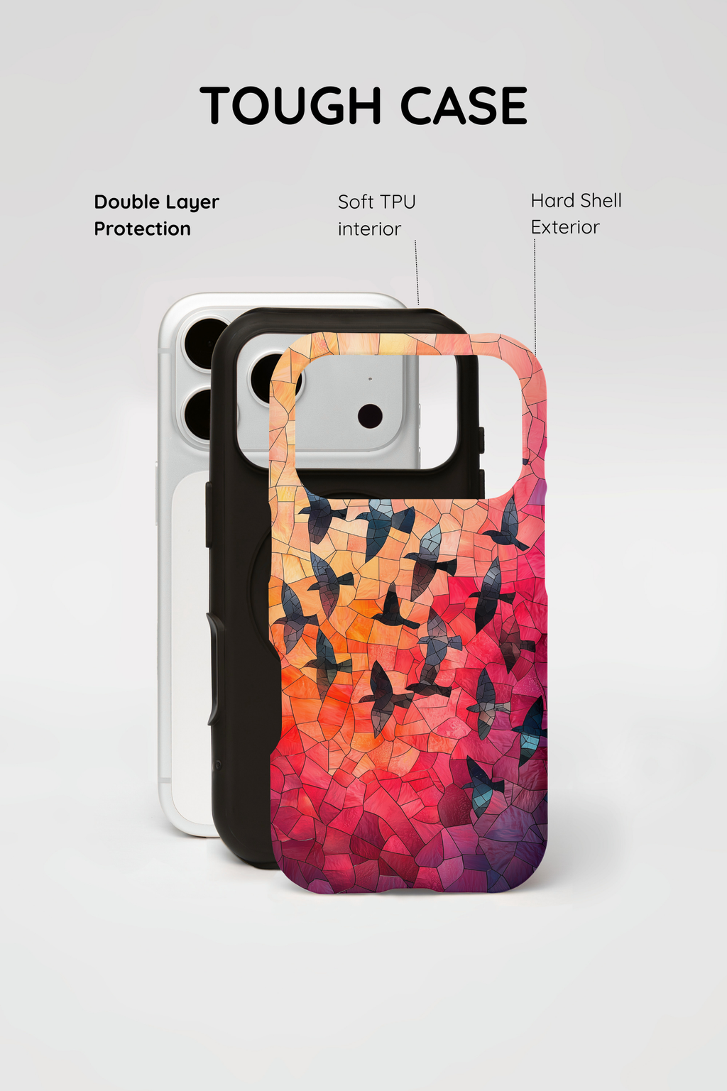 Stained Glass Mosaic Sunset Birds iPhone Case