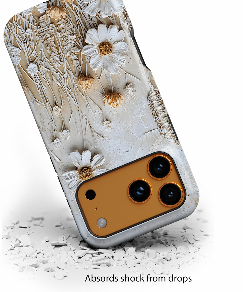 Textured Daisy Art Floral Relief iPhone Case