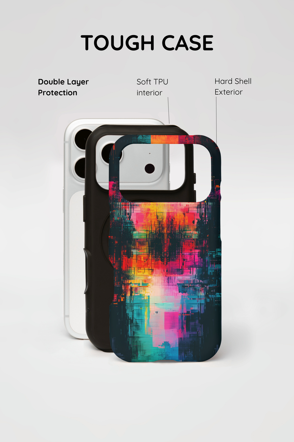 Abstract Neon Glitch Art Tough iPhone Case