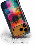 Abstract Neon Glitch Art Tough iPhone Case
