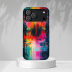 Abstract Neon Glitch Art Tough iPhone Case