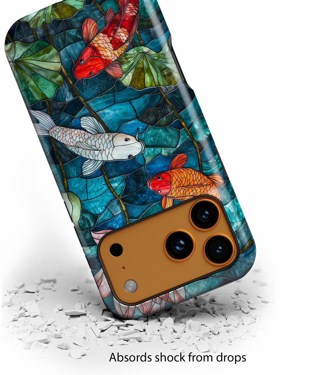 Koi Pond Tough iPhone Case — Stained Glass Lotus & Koi Design