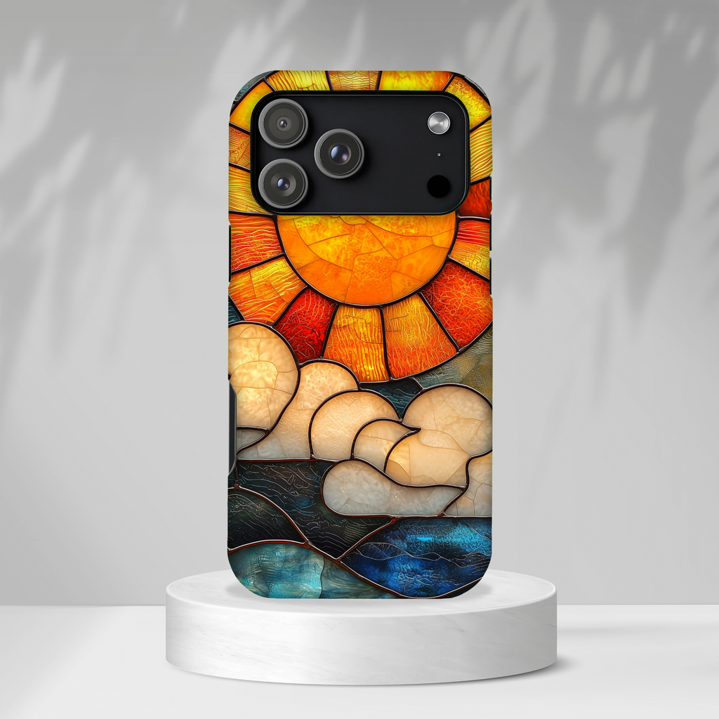 Stained Glass Sun & Clouds iPhone Case
