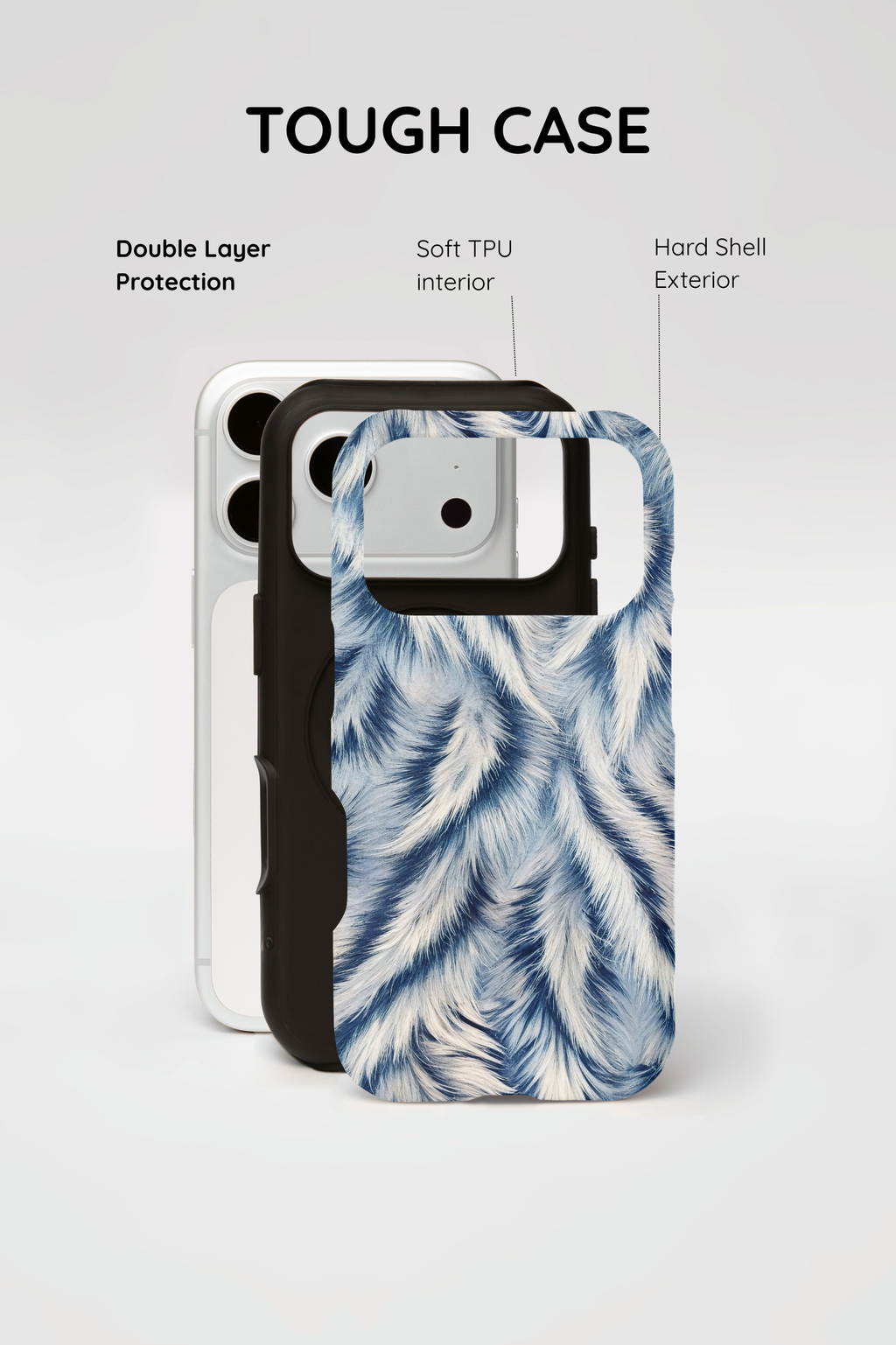 Blue Faux Fur Texture Protective Tough iPhone Case