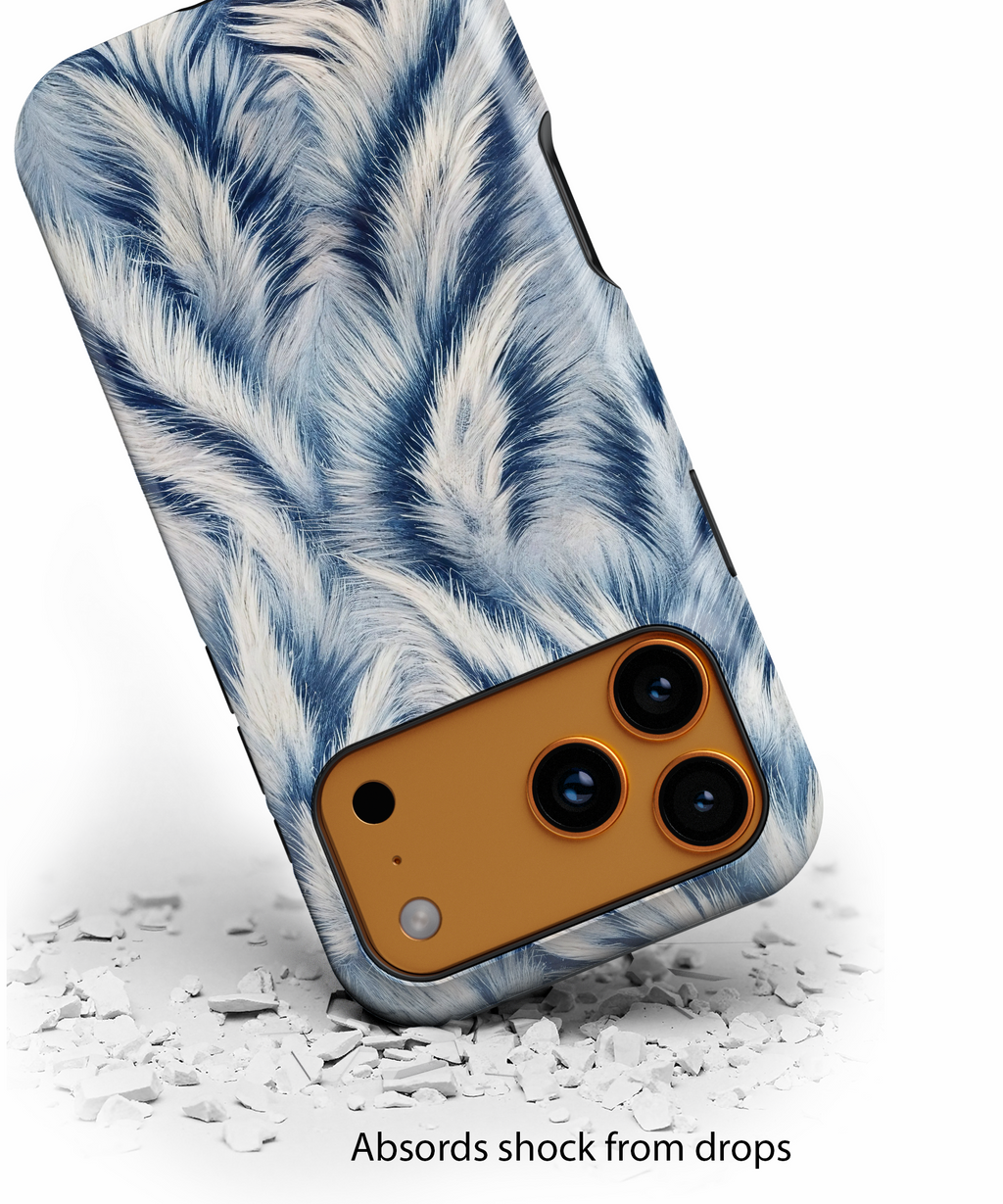 Blue Faux Fur Texture Protective Tough iPhone Case