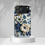 Floral Quilled Art iPhone Case — Blue & Cream Decorative Protection