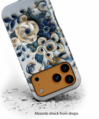 Floral Quilled Art iPhone Case — Blue & Cream Decorative Protection
