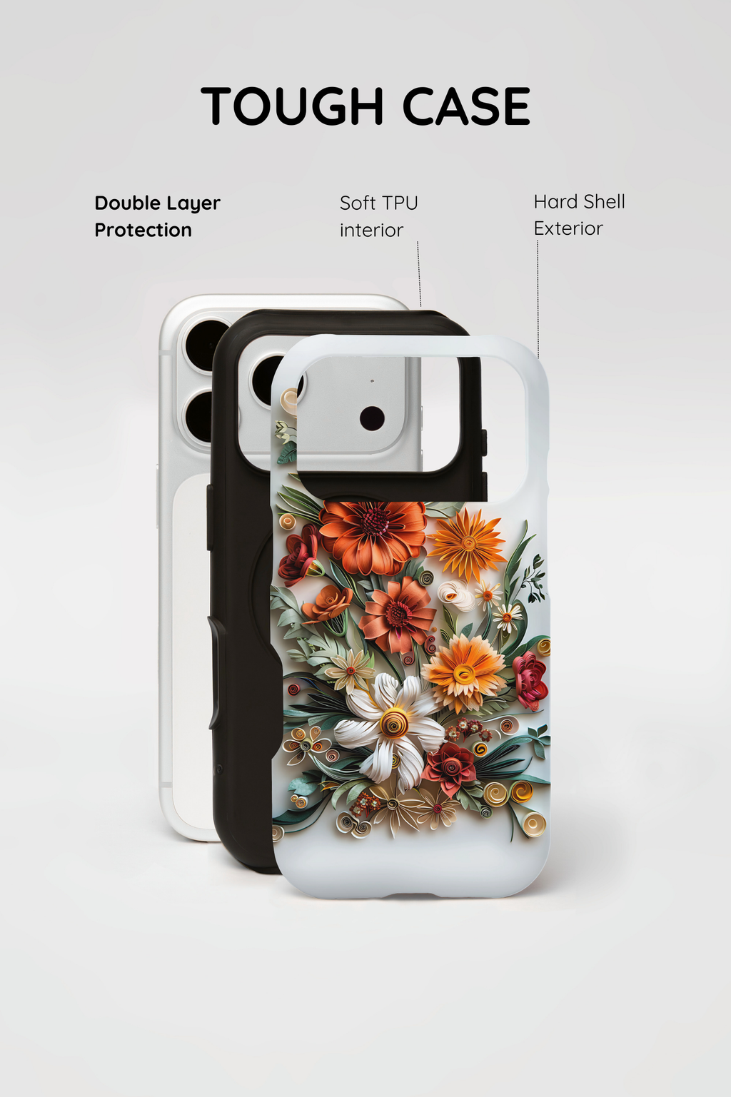 Floral Quilling Tough iPhone Case — Orange Daisy