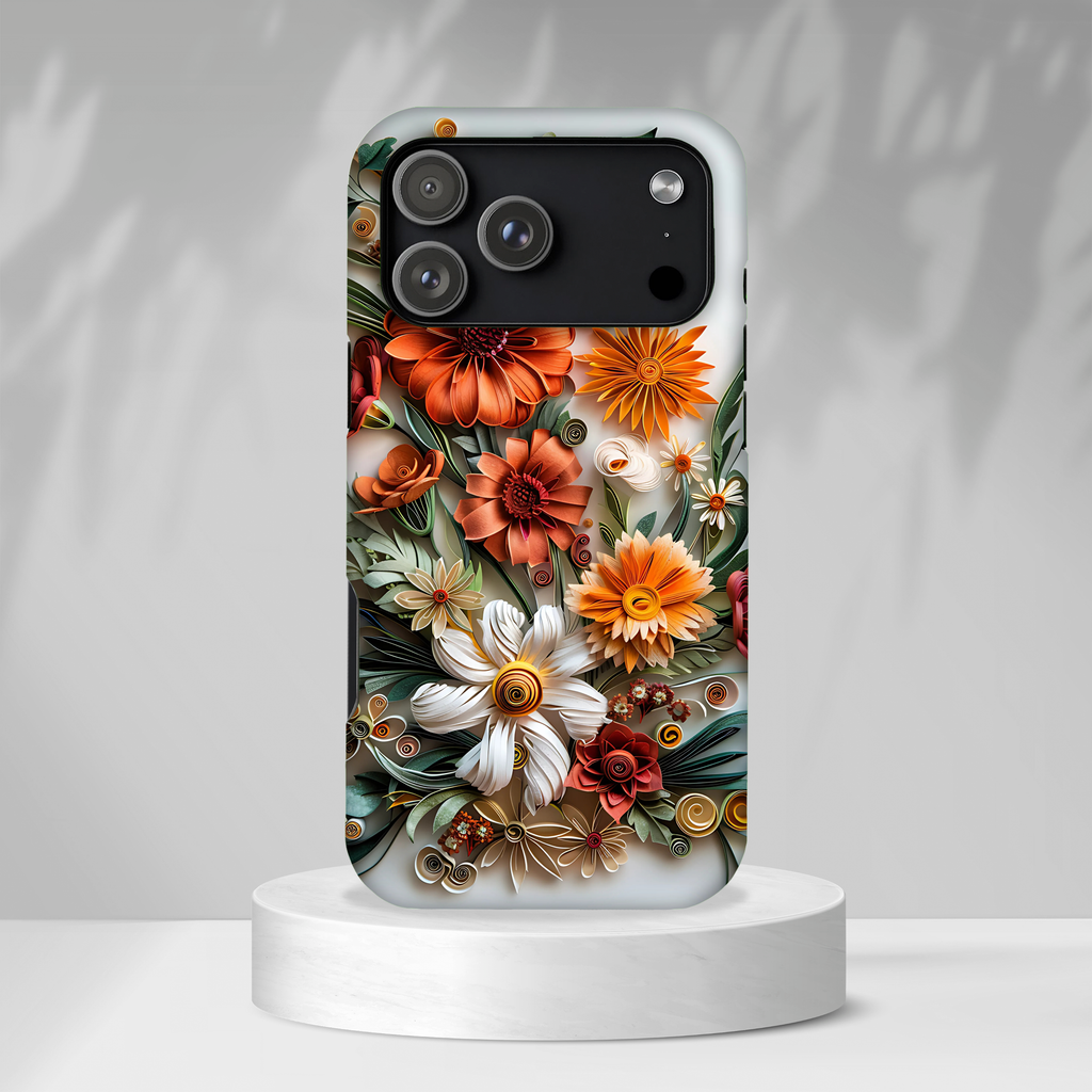 Floral Quilling Tough iPhone Case — Orange Daisy