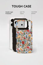 Floral Embroidered Pattern Tough iPhone Case — Colourful Daisy & Wildflower Design