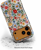Floral Embroidered Pattern Tough iPhone Case — Colourful Daisy & Wildflower Design