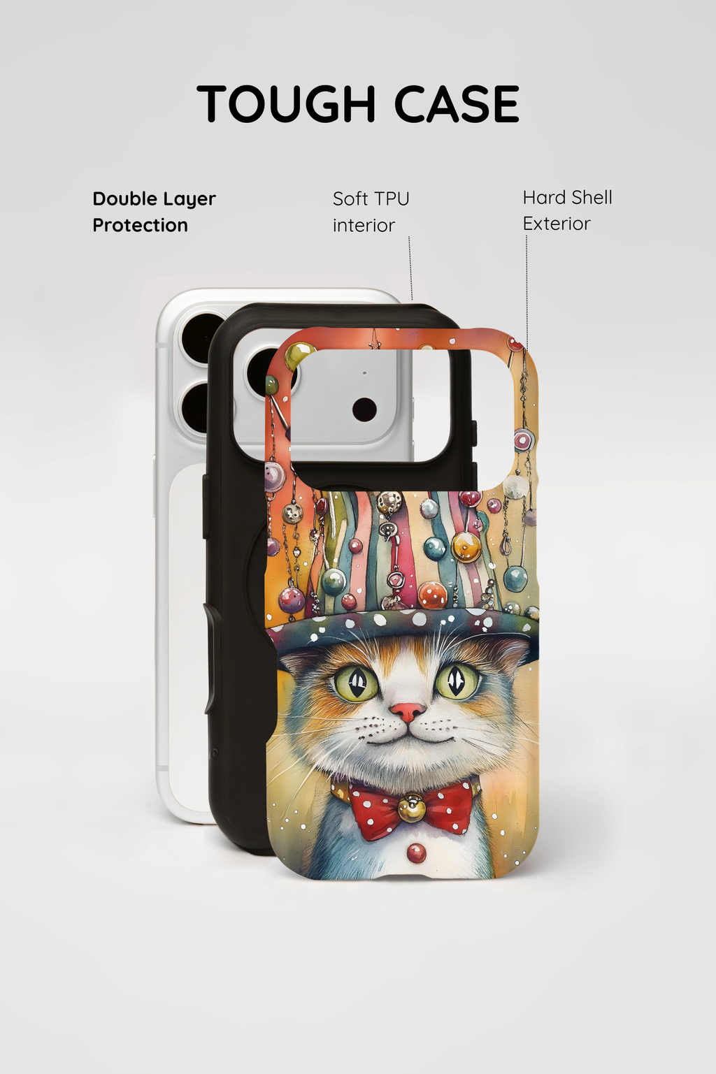 Cat in Colorful Top Hat iPhone Case — Whimsical Cat Art iPhone Case
