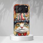 Cat in Colorful Top Hat iPhone Case — Whimsical Cat Art iPhone Case