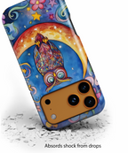 Owl on Crescent Moon iPhone Case — Colourful Whimsical Night Sky Design