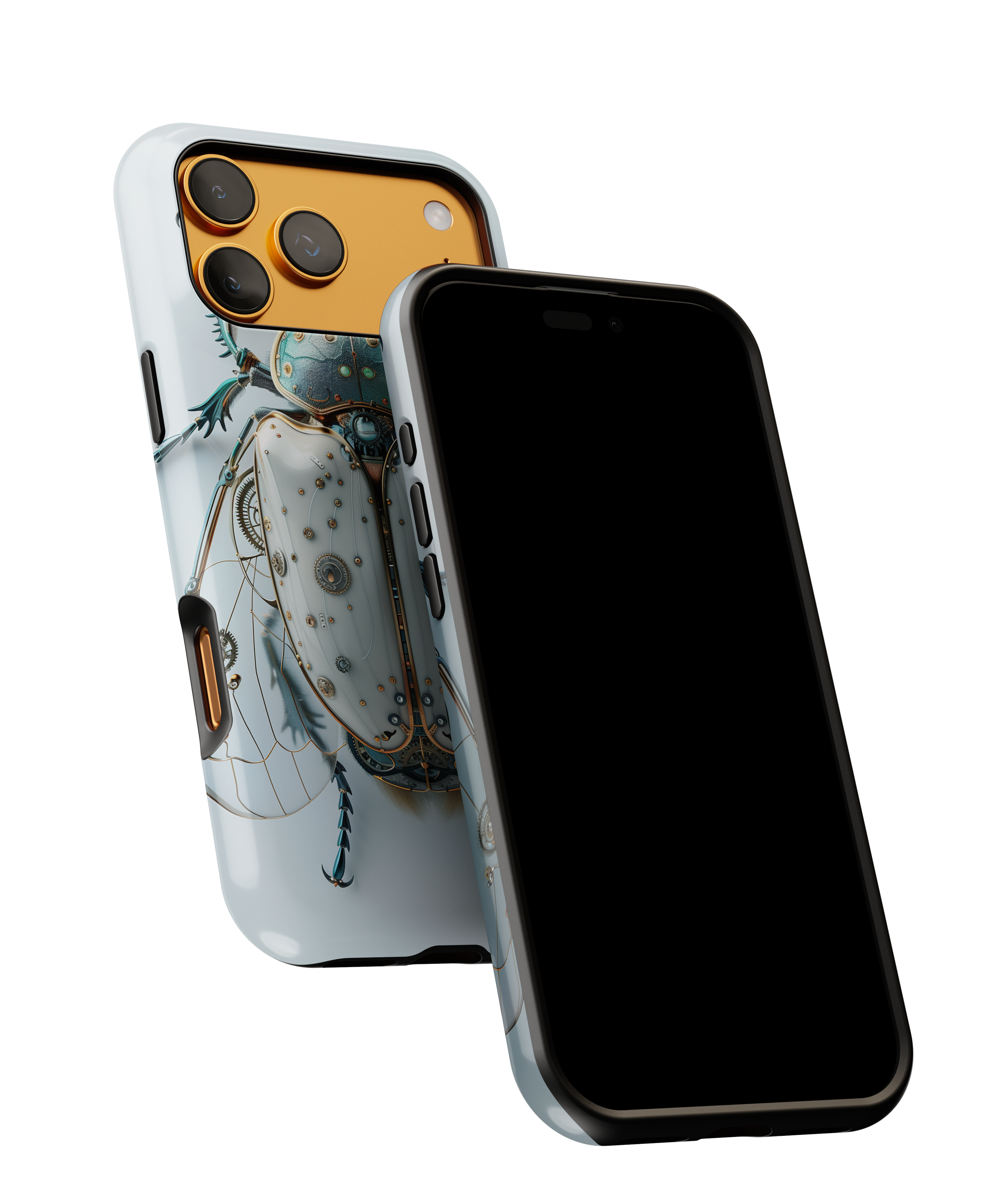 Steampunk White Beetle Protective Tough iPhone Case