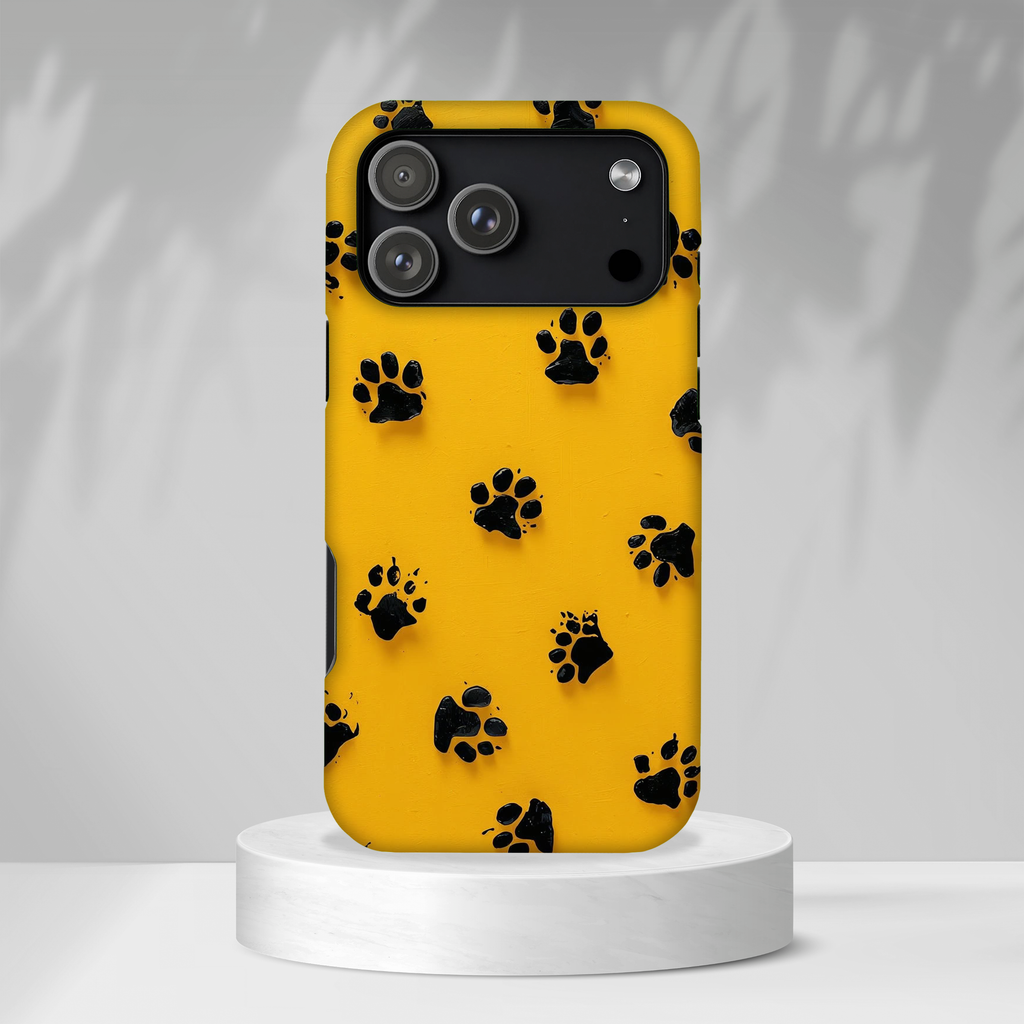 Yellow Paw Print Tough iPhone Case — Protective Dog & Cat Lover Cover
