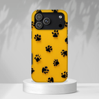 Yellow Paw Print Tough iPhone Case — Protective Dog & Cat Lover Cover