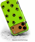 Neon Paw Print Tough Phone Case — Shockproof Pet Lover iPhone Cover
