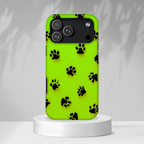 Neon Paw Print Tough Phone Case — Shockproof Pet Lover iPhone Cover