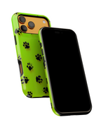 Neon Paw Print Tough Phone Case — Shockproof Pet Lover iPhone Cover