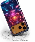 Neon Tunnel Tough iPhone Case — Retro Futuristic Galaxy Design