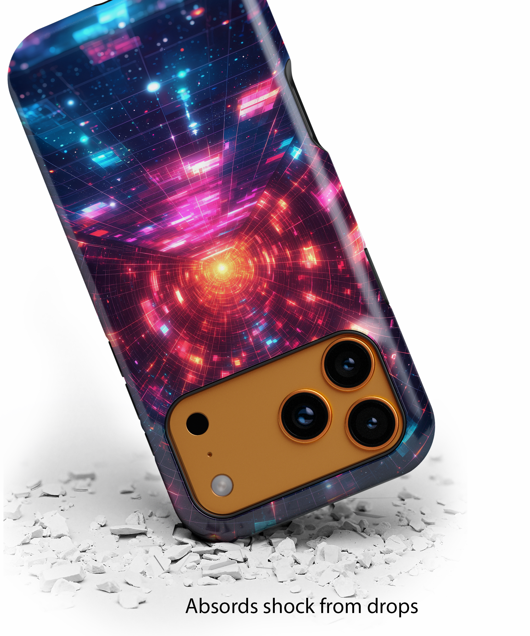 Neon Tunnel Tough iPhone Case — Retro Futuristic Galaxy Design