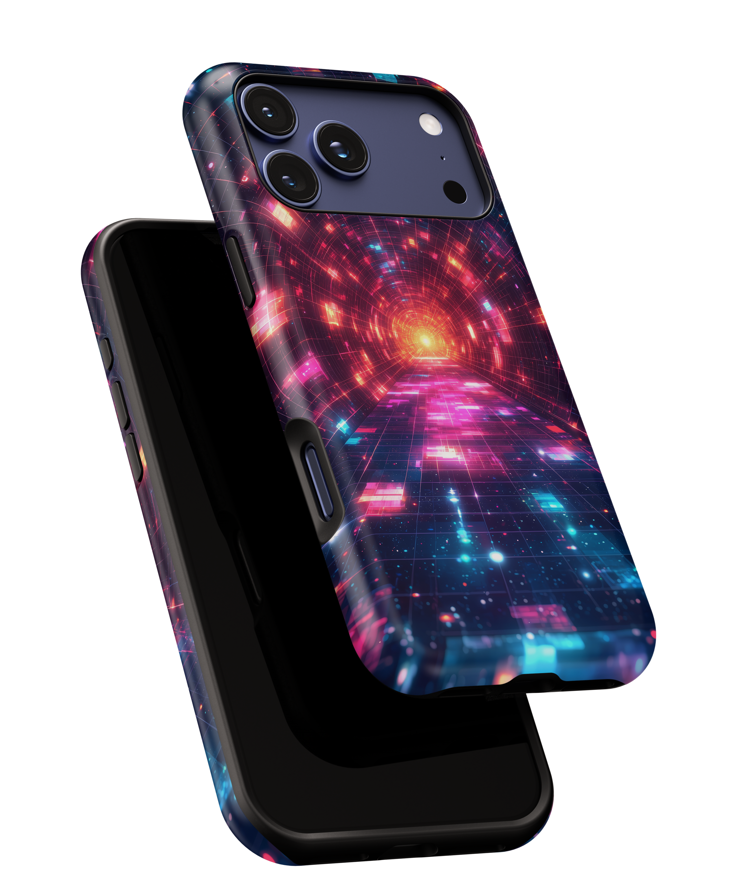 Neon Tunnel Tough iPhone Case — Retro Futuristic Galaxy Design