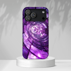 Purple Vortex Tough iPhone Case — Abstract Spiral Protective Cover