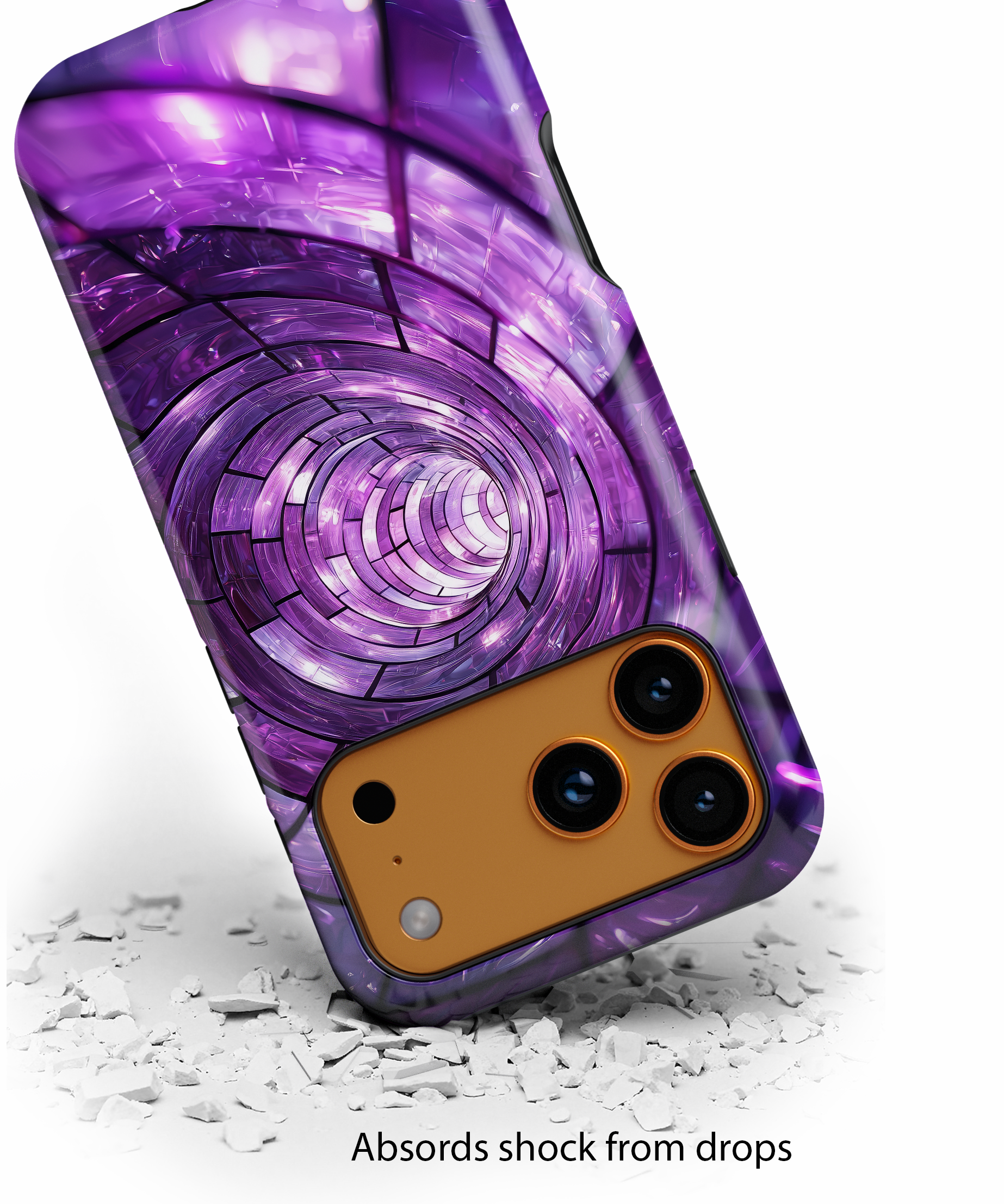 Purple Vortex Tough iPhone Case — Abstract Spiral Protective Cover
