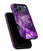 Purple Vortex Tough iPhone Case — Abstract Spiral Protective Cover