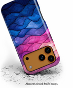 Abstract Ocean Waves iPhone Case — Pink & Blue Gradient Tough Case